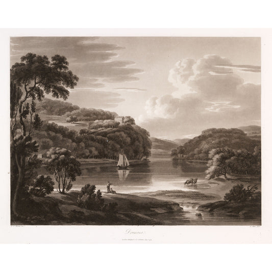 Dromana on the Blackwater, 1799 aquatint by Thomas Sautelle Roberts, engraved by Samuel Alken - vintage Irish art print