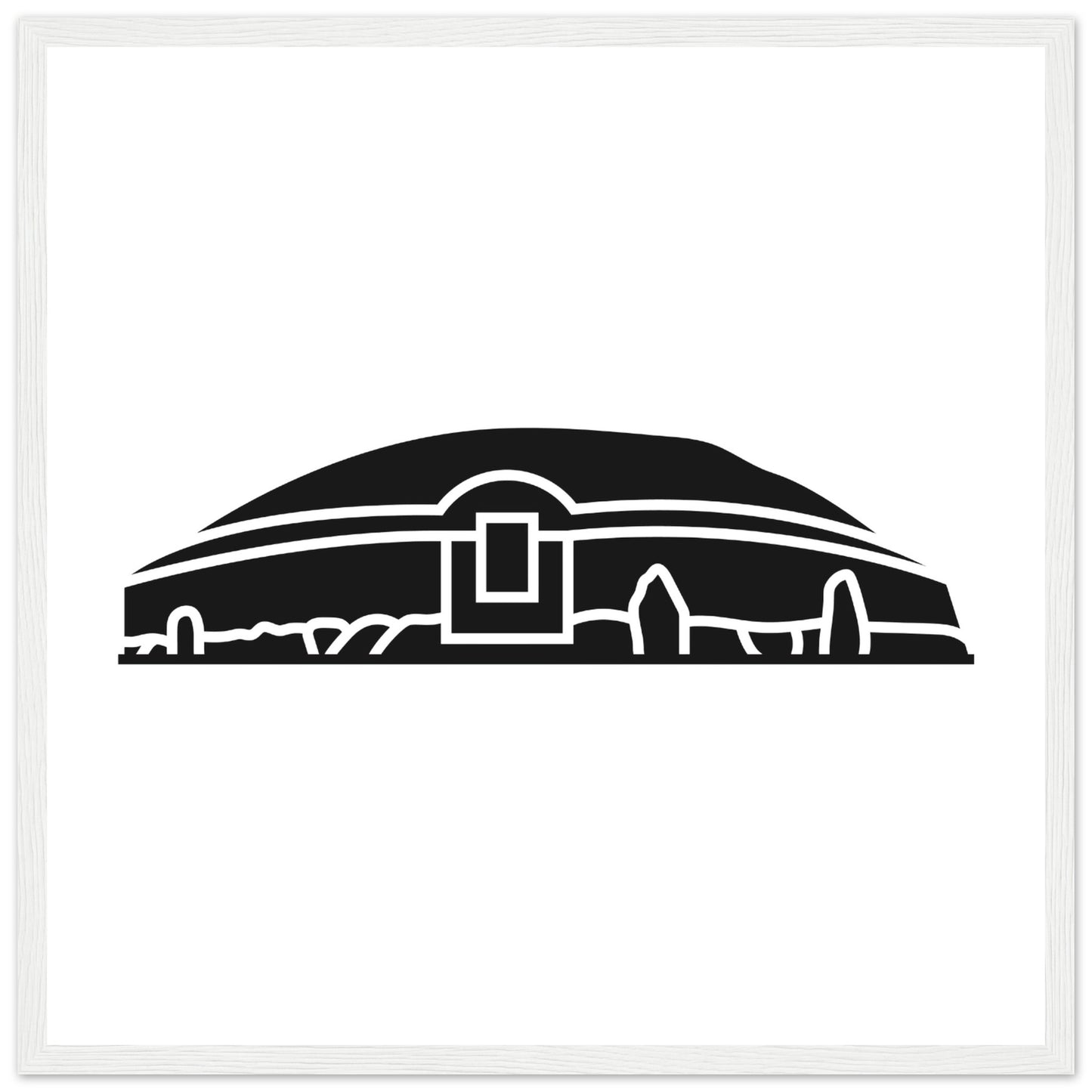 Moderne irische minimalistische Newgrange Illustration gerahmter Wandkunstdruck