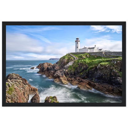 Capture the breathtaking beauty of Fanad Head Lighthouse in Co. Donegal, Ireland with our framed print. This captivating piece beautifully portrays the iconic landmark, offering a slice of Ireland's rugged coastal charm for your home decor.