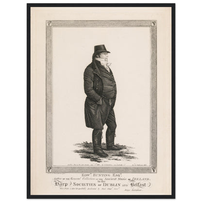 Edward Bunting full-length portrait print in a black frame, straight-on view