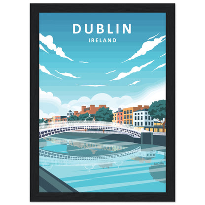 Dublin City Irland Retro-Reise Gerahmter Kunstdruck