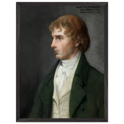 Portrait of Henry Joy McCracken by Sarah Cecilia Harrison, art print in a black frame, 45x60 cm