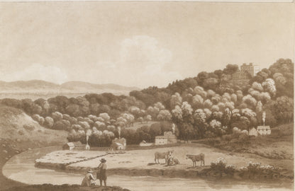 The Secretary of State's House above the River Liffey at Palmerston, sepia aquatint by Jonathan Fisher