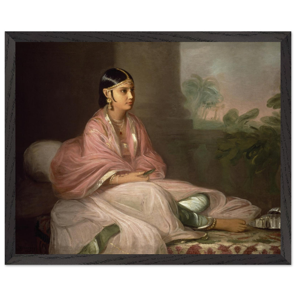 Framed fine art print of Thomas Hickey’s An Indian Lady, perhaps Jemdanee — archival print with classic black frame