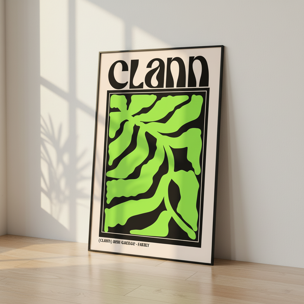 Clann Family Irish language art print hero mockup