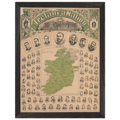 Historical reproduction art print of Ireland a Nation map with archival quality finish