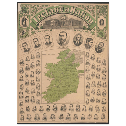 Reproduction print of Ireland a Nation, Parnell's New National Map of Ireland