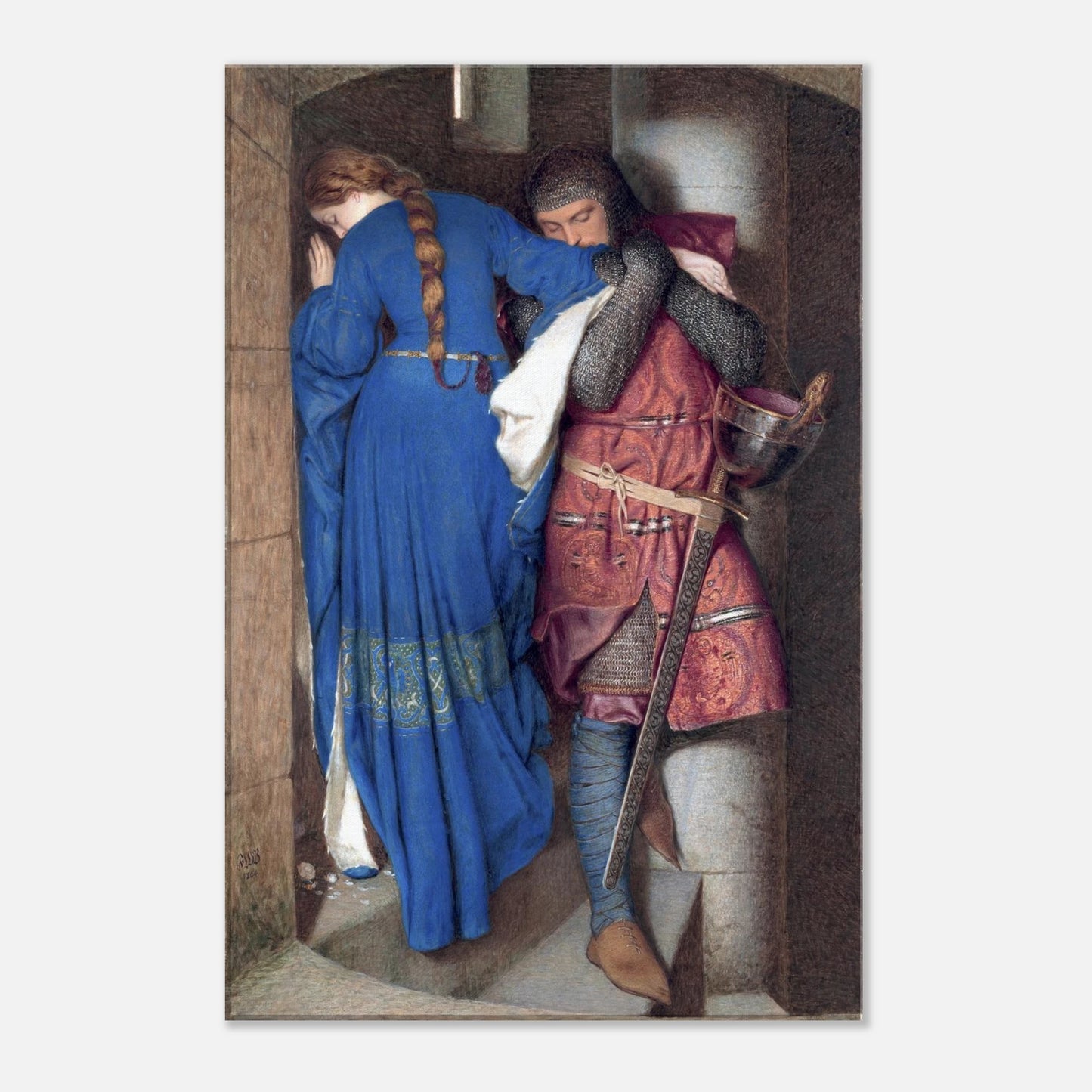 Irish Romantic art canvas print – The Meeting on the Turret Stairs by Frederic William Burton
