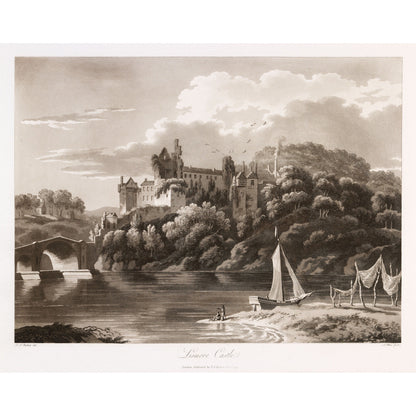 Lismore Castle above the Blackwater, 1790s aquatint by Thomas Sautelle Roberts, engraved by Samuel Alken - vintage Irish art print