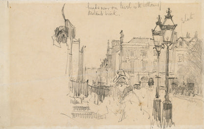 Merrion Row, Dublin and Tracton House, pencil drawing by Walter Osborne