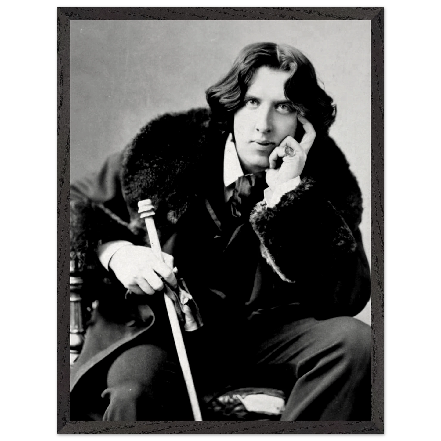 Classic vintage portrait of Oscar Wilde framed in premium oak or ash wood