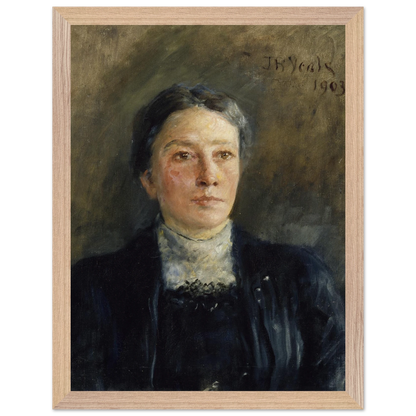 Close-up of museum-quality reproduction of Augusta Gregory portrait showing paper texture