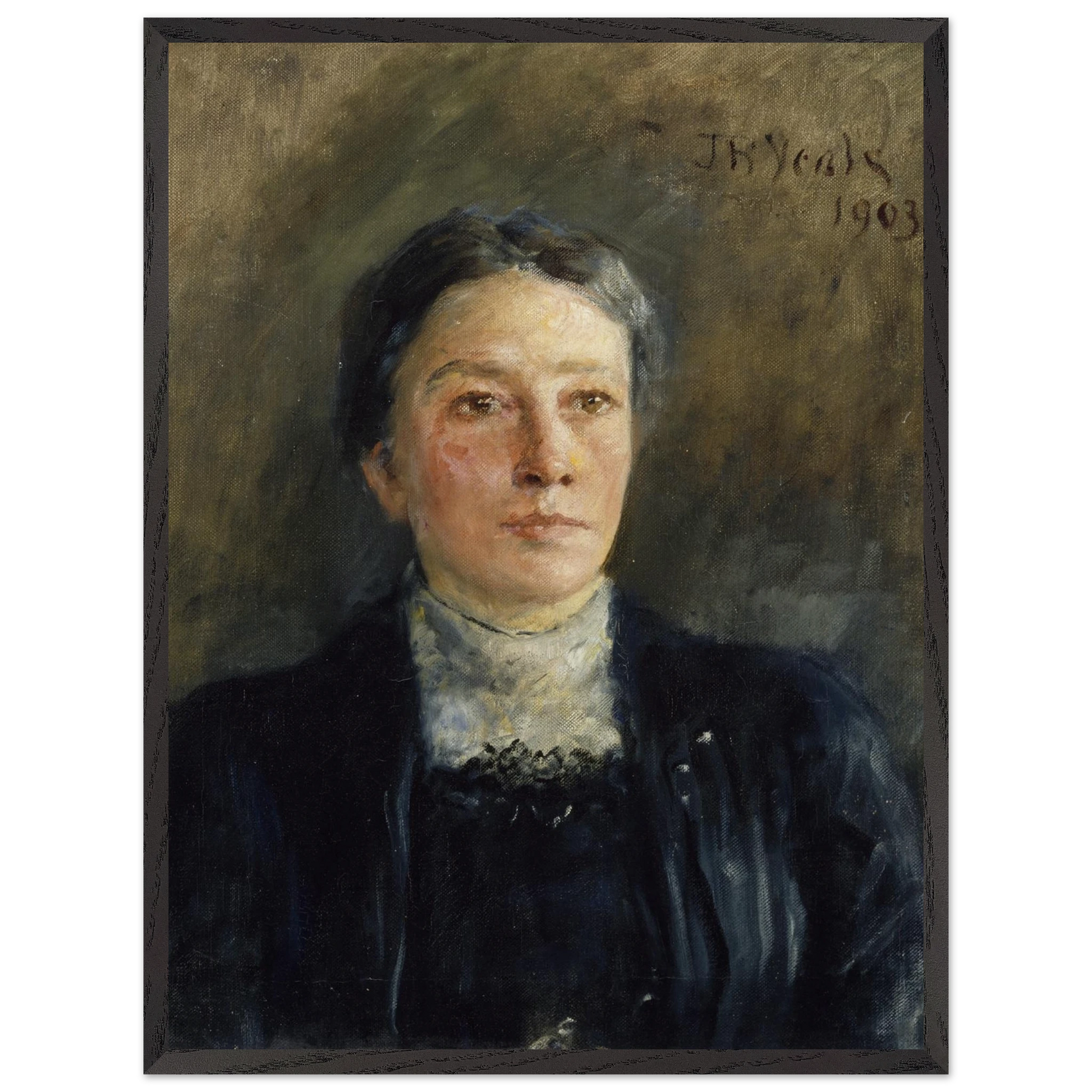 Portrait of Augusta Gregory by John Butler Yeats – 60x80 cm framed in black wood, gallery edition
