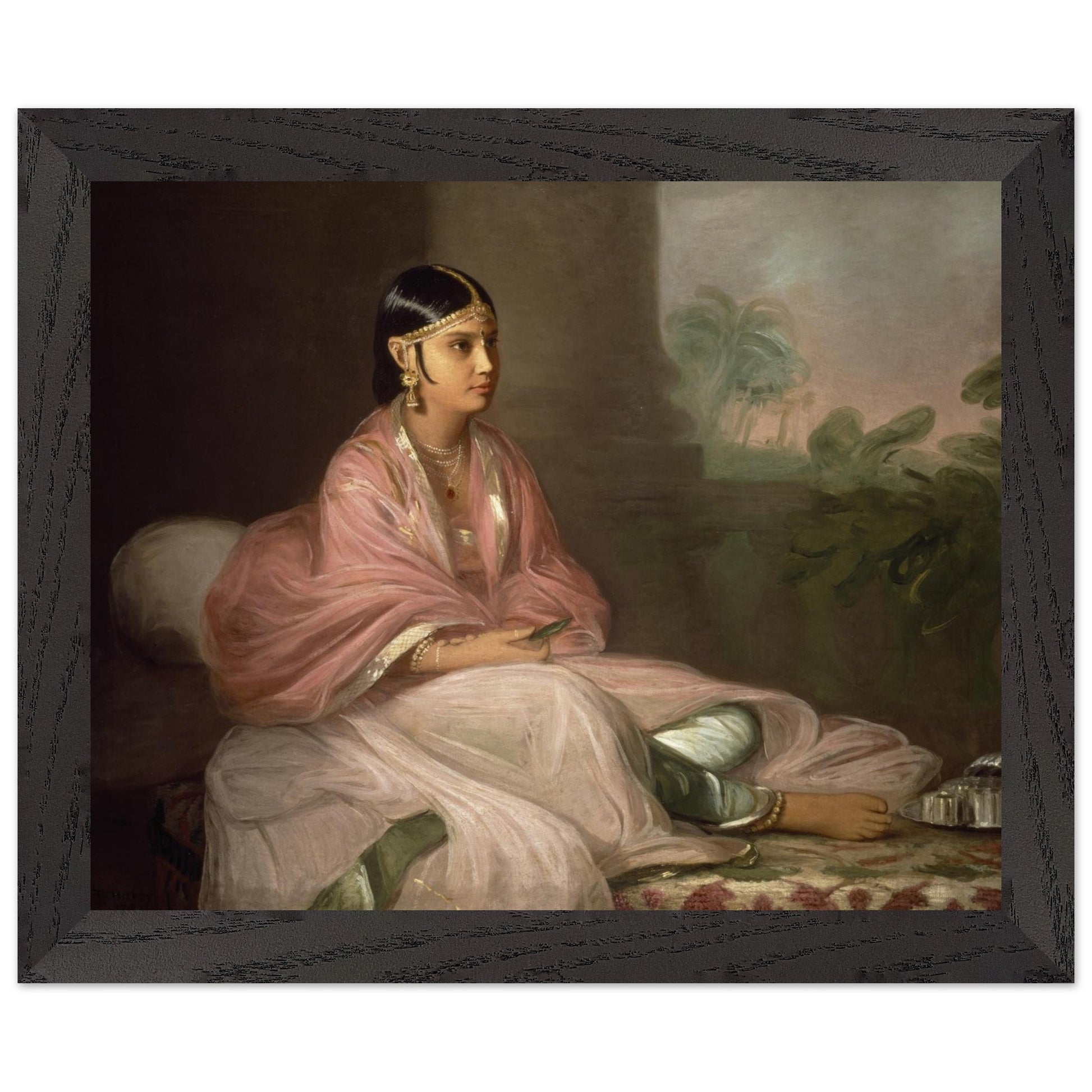 Framed fine art print of Thomas Hickey’s “An Indian Lady, perhaps Jemdanee” — archival print with classic small black frame