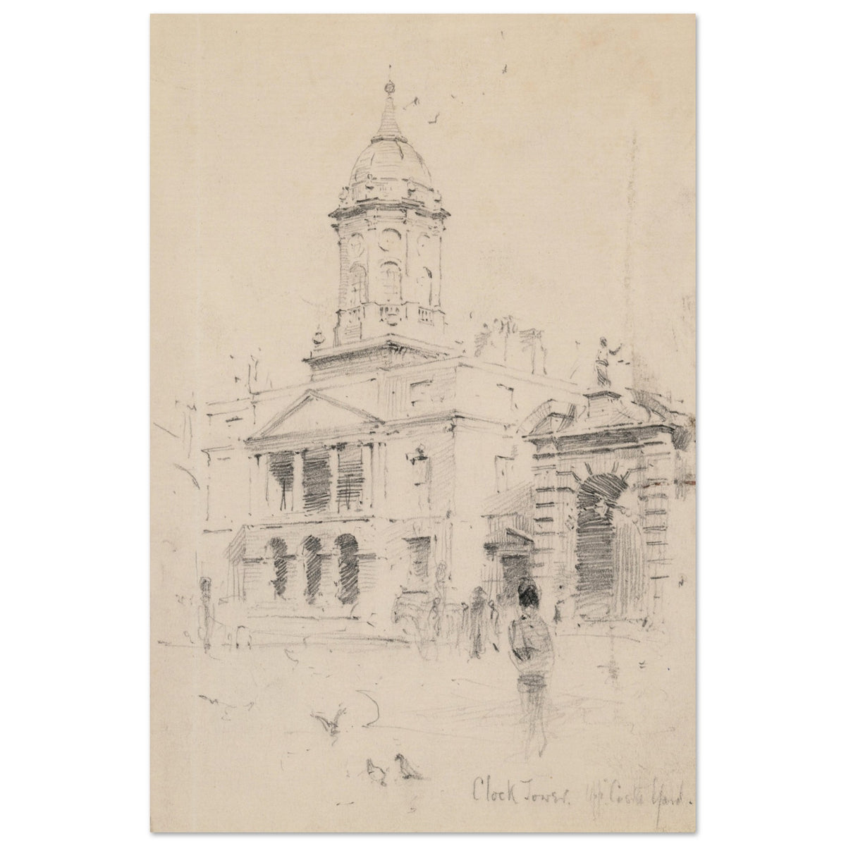 Rose Barton sketch of the Bedford Tower in Dublin Castle Upper Castle Yard, unframed print