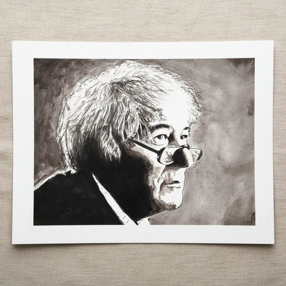 Seamus Heaney Collector’s Edition fine art print, monochrome Irish writer portrait Buy Irish Art