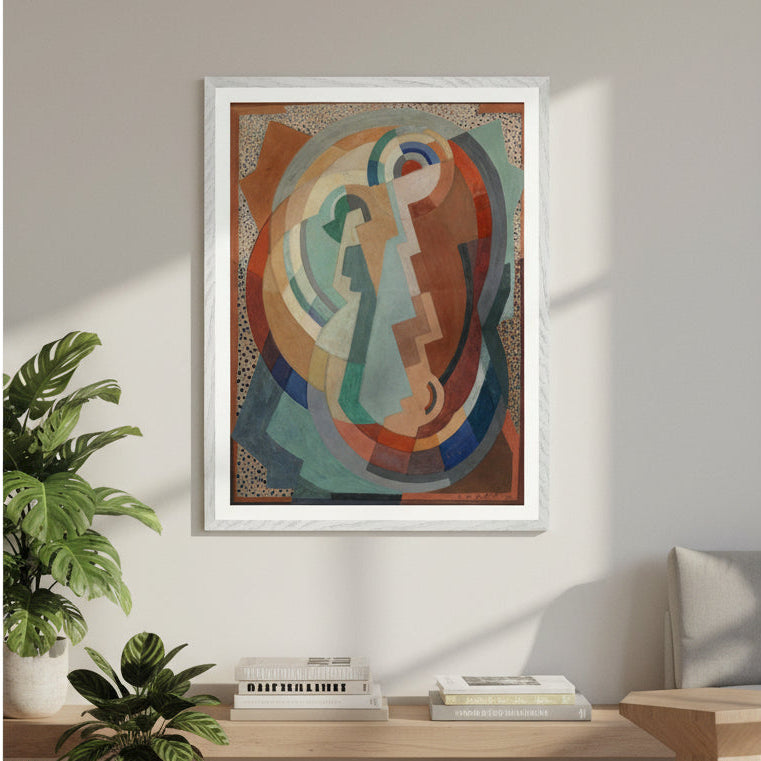 The Virgin and Child by Mainie Jellett – white framed Irish Modernist sacred art print