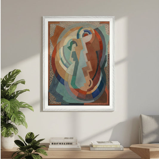 The Virgin and Child by Mainie Jellett – white framed Irish Modernist sacred art print