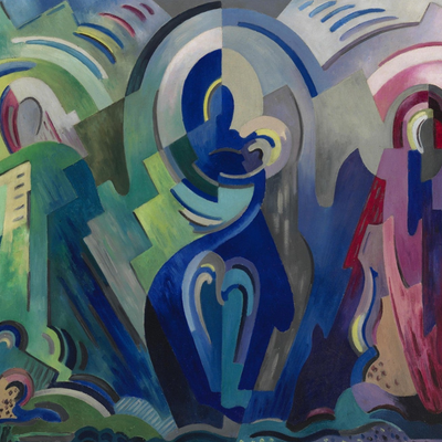 The Virgin of Éire by Mainie Jellett - framed Irish modernist art print, close-up