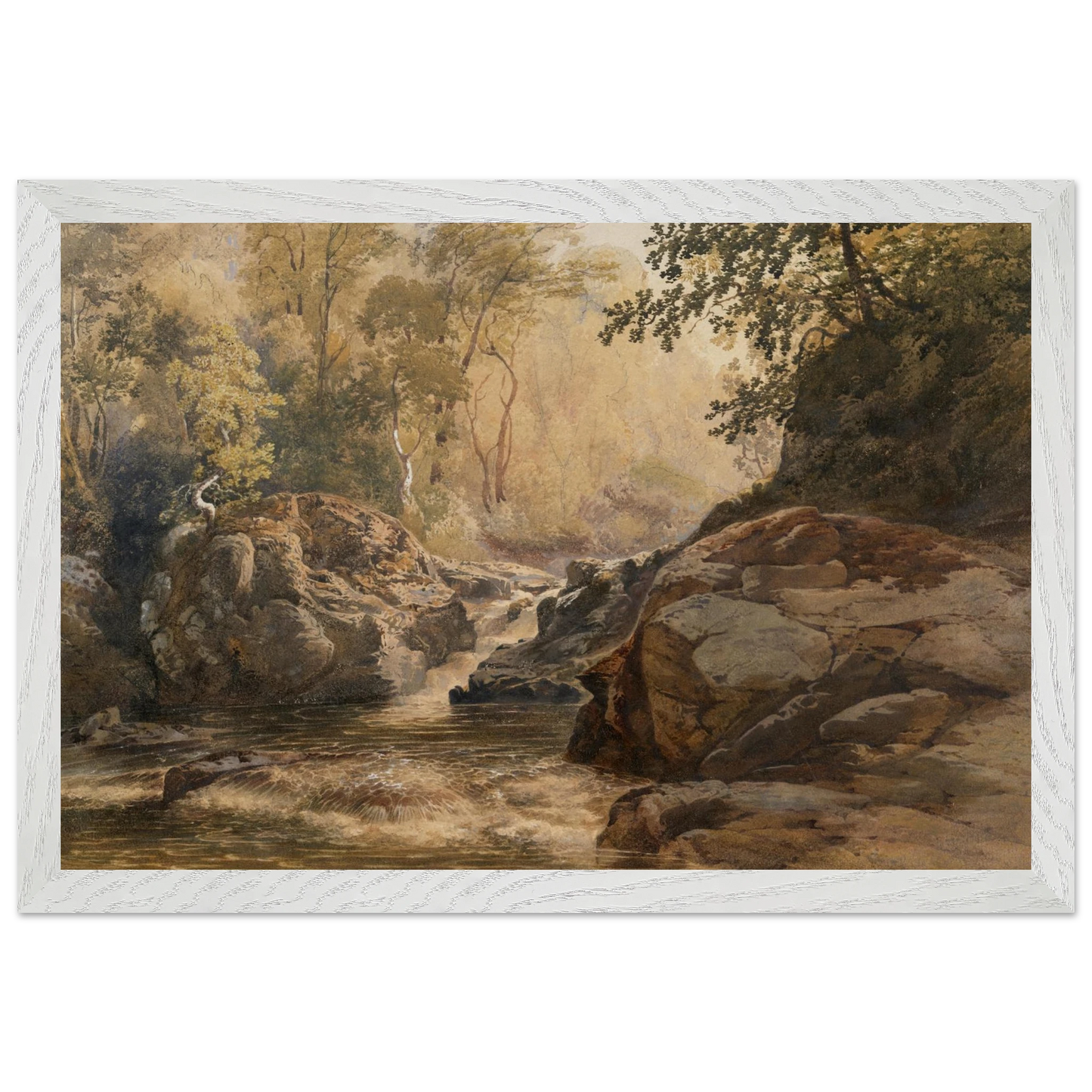 white wooden framed reproduction of A Glen by Irish Artist Henry Newton, National Gallery of Ireland