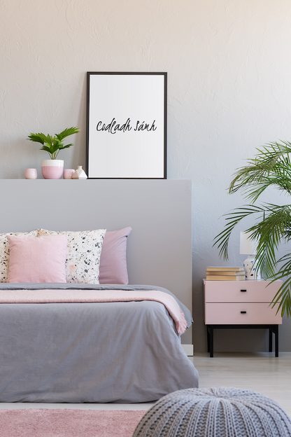 Codladh Sámh Sleep Well gerahmter Wanddruck